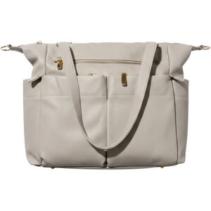 Miss Fong Diaper Bag Backpack Women OS Grey Vegan Leather Convertible Tote Gold